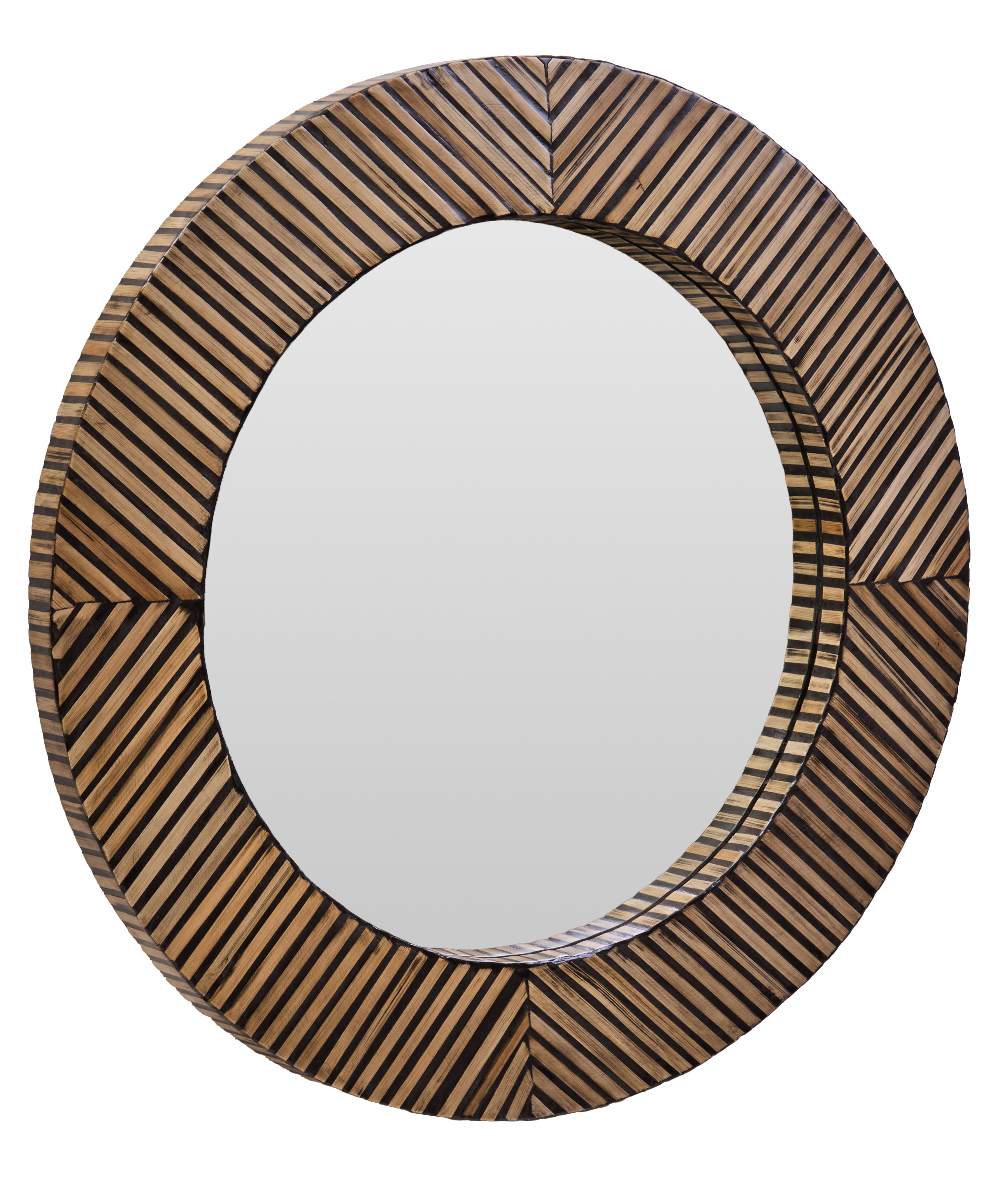 Antibes Bamboo Inlay Round Wall Mirror